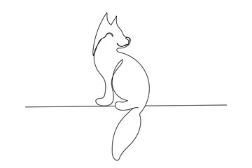 Continuous line fox icon isolated. Vector one line animal illustration.