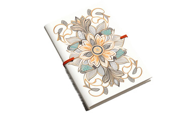 Floral Mandala-Themed Journal With Delicate Features Isolated On Transparent Background PNG.