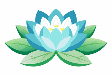 light blue lotus flower with white and green lilacs