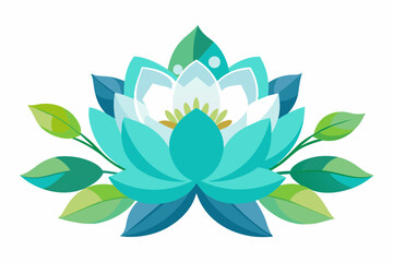 light blue lotus flower with white and green lilacs