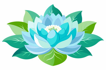 light blue lotus flower with white and green lilacs