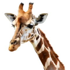 Poster giraffe head with long neck isolated on transparent background © Jakob