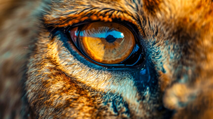 Detailed close-up of a lion's eye