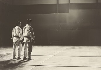 Judokas prepare for battle. - obrazy, fototapety, plakaty