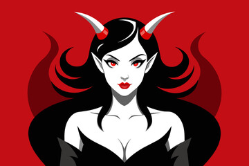 illustration of beautiful lady devil 