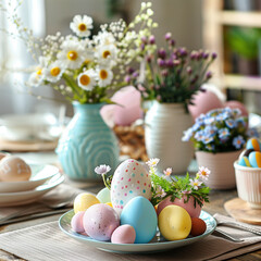 Fototapeta na wymiar easter eggs on a table