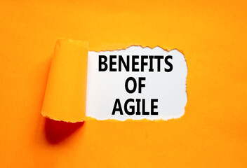 Benefits of agile symbol. Concept words Benefits of agile on beautiful white paper. Beautiful...