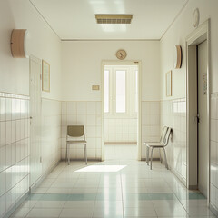 Tranquil Hospital Corridor, waiting area
