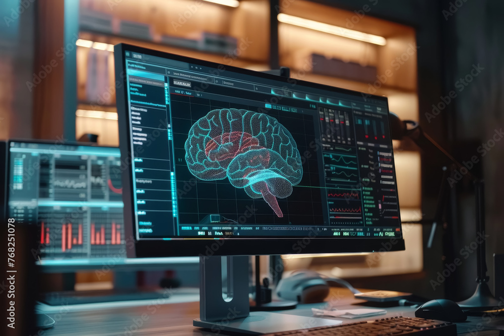 Poster ai brain mapping on monitor