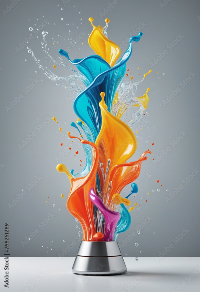 Poster cascading colorful lava lamp splash frozen