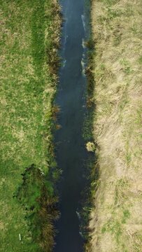 Aerial View of Calm Stream in northern Germany