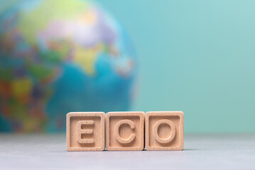 Eco Blocks and Earth Globe - 768253409
