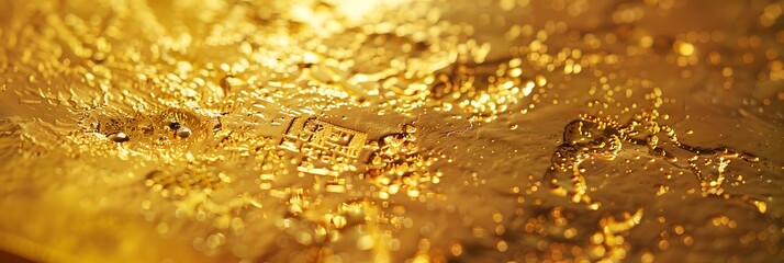 Golden Credit Card Isolated on White Background with Shiny Reflective Surface