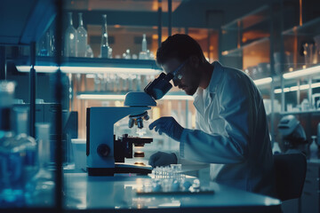 Male Researcher Analyzing Samples