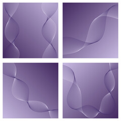 Set of abstract backgrounds with waves isolated on white. Vector banners with lines. Geometric element for design. Purple gradient