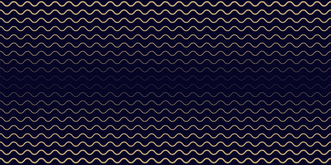Vector seamless pattern with horizontal waves, wavy lines, stripes. Golden background with halftone transition effect. Simple minimal gold and white texture. Repeatable geo design for print, decor
