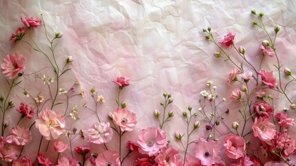 beautiful spring flowers on paper background 