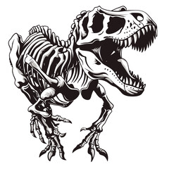 Tyrannosaurus rex skeleton. Vector illustration isolated on white background