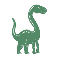 Vector illustration with cute dinosaur on white background. Template for design, fabric, print.