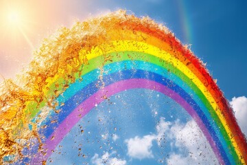 Rainbow in the Sky With Blue Background