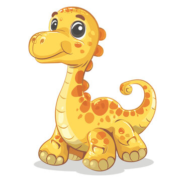 Cute cartoon baby dinosaur isolated on white background. Vector illustration.