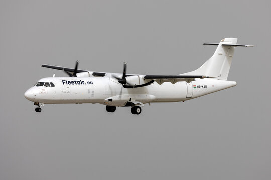 Luqa, Malta - March 26, 2024: Fleet Air International ATR 72-201(F)(LFD) (Reg: HA-KAU) on finals runway 31.
