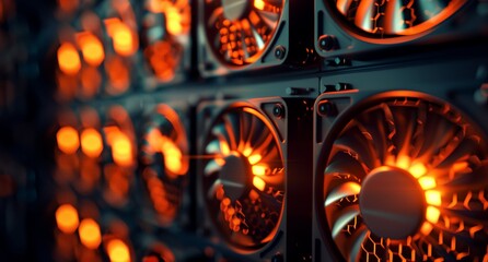 a close up of a computer fan