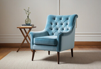 blue chair in living room