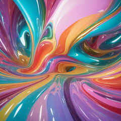 Colorful 3D iridescent shapes wall paper