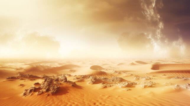 Yellow Dusty Sandy Desert. Climate Change Concept