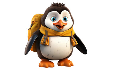 3D Daring Explorer Penguin Character Isolated On Transparent Background PNG.