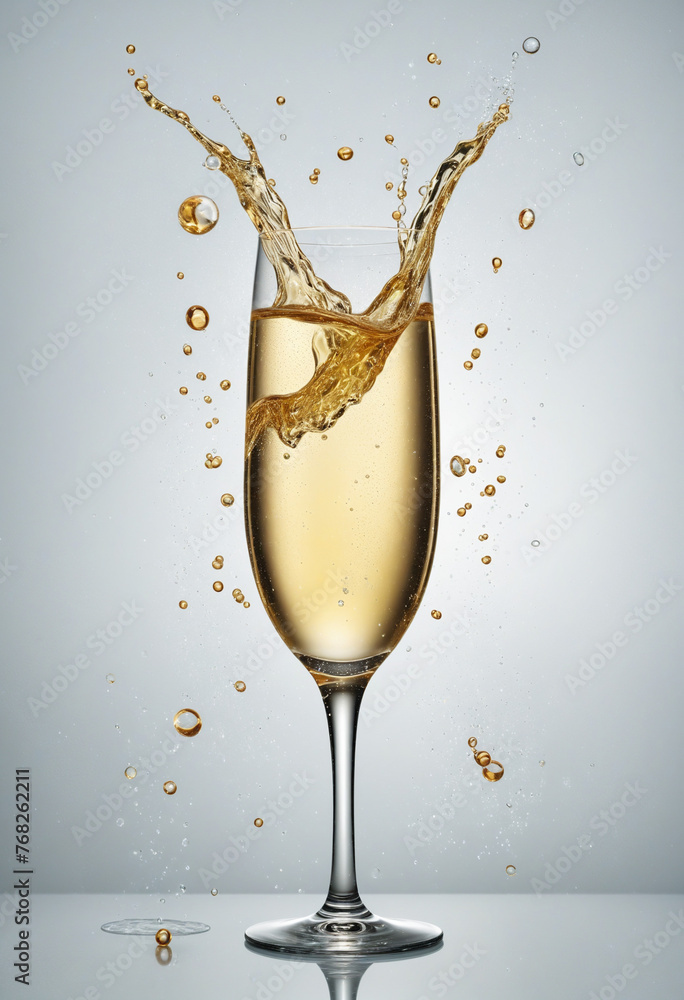 Poster sparkling champagne bubbles splash frozen in an abstract futuristic 3d texture isolated on a transpa