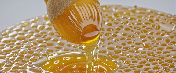 Sweet golden honey isolated on white - obrazy, fototapety, plakaty