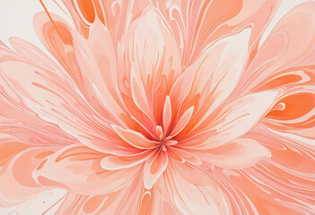 an ethereal blend of tangerine and blush pink abstract blooming shape