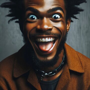 Man is going crazy in close-up. Going insane. Mental illness or disease.  Psychopathic. Psychosis. Getting angry or frustrated. Nervous breakdown.  Emotional portrait. Mentally unstable. Generative AI