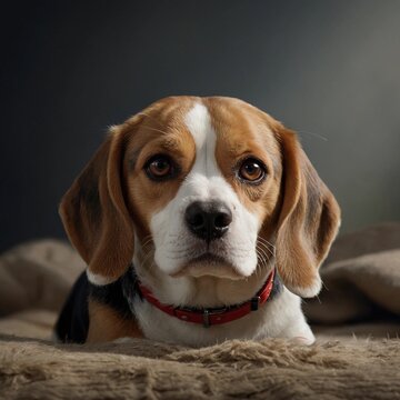 A photo of an amazingly cute, funny and charming beagle dog on a beautiful background.  Generative AI