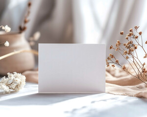 Beautiful composition with blank card on white background