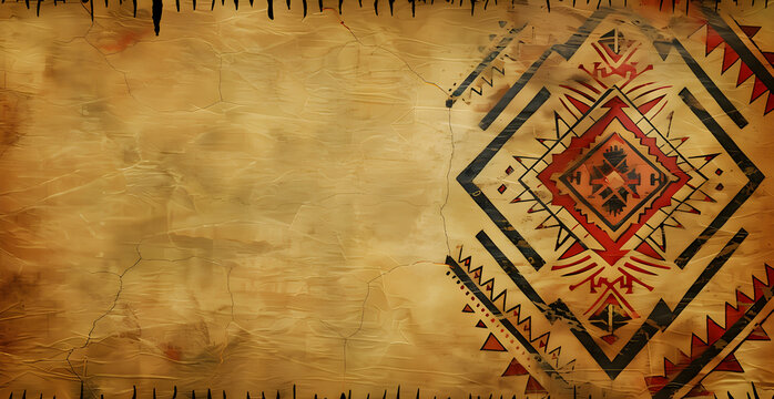 background Paper, vintage and worn with a subtle vintage pattern, with Mayan seals dark muted colors
