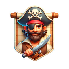 3D parchment pirate illustration.