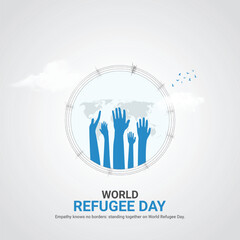 international refugee day. international refugee day creative ads design. june 20. vector, art, illustration, 3d