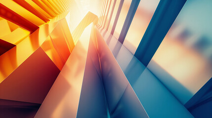 Abstract background, 3D  technology, business, communication, computers, future, virtual reality. Horizontal banner, warm colors