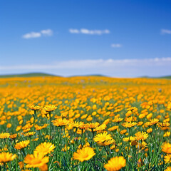 Fototapeta premium dandelion meadow under a blue sky