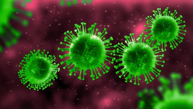 Cancer cell or virus, animation rendering of viruses floating, concept of HIV, coronavirus, covid-19 and others