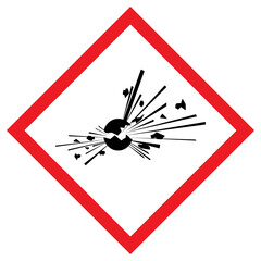 Vector graphic of physical hazard sign indicating unstable explosives or peroxides