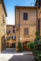 Fototapeta na wymiar Pienza, Italy - July 24, 2023: Beautiful city of Pienza in Tuscany, Italy