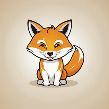 flat vector logo of adorable "Fox" 