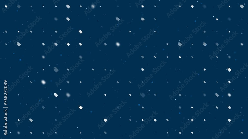 Poster template animation of evenly spaced discount label symbols of different sizes and opacity. animation