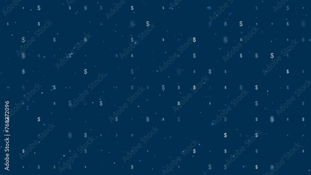 Poster template animation of evenly spaced dollar symbols of different sizes and opacity. animation of tran