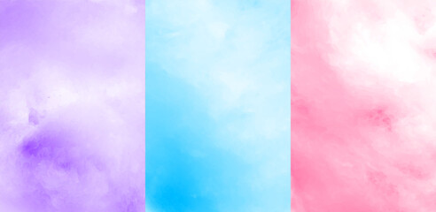 Cotton candy texture and backgrounds in purple, pink, blue colors, vector illustration. Background for a children event.