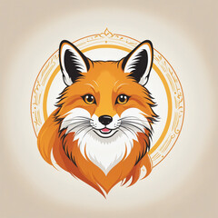 flat vector logo of big animal "Fox" 